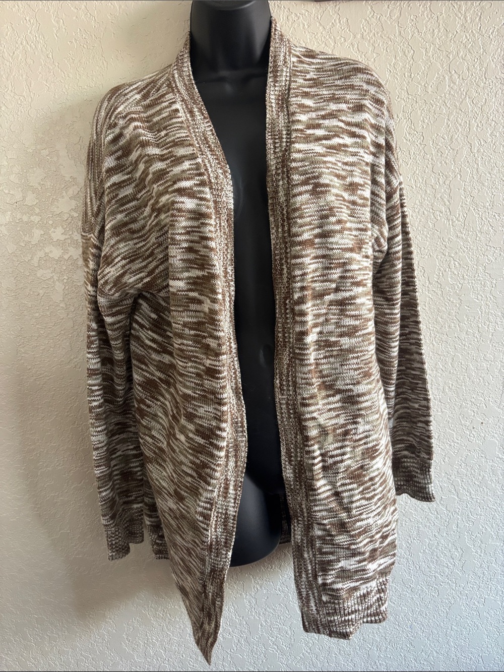 Rue21 Brown and Cream Marled Open-Front Cardigan